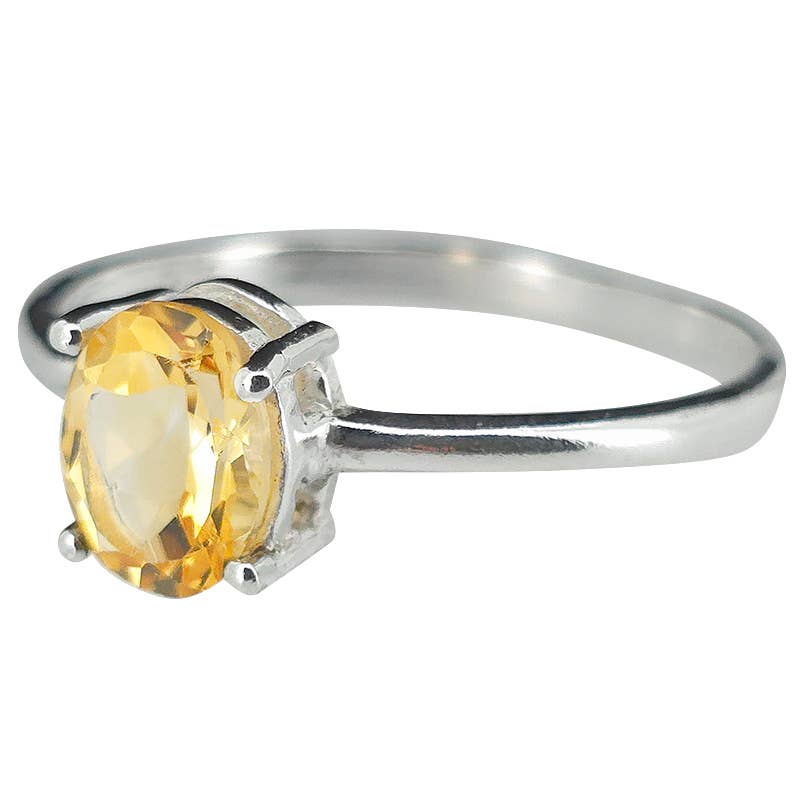 Faceted Citrine Sterling Silver Ring: 9