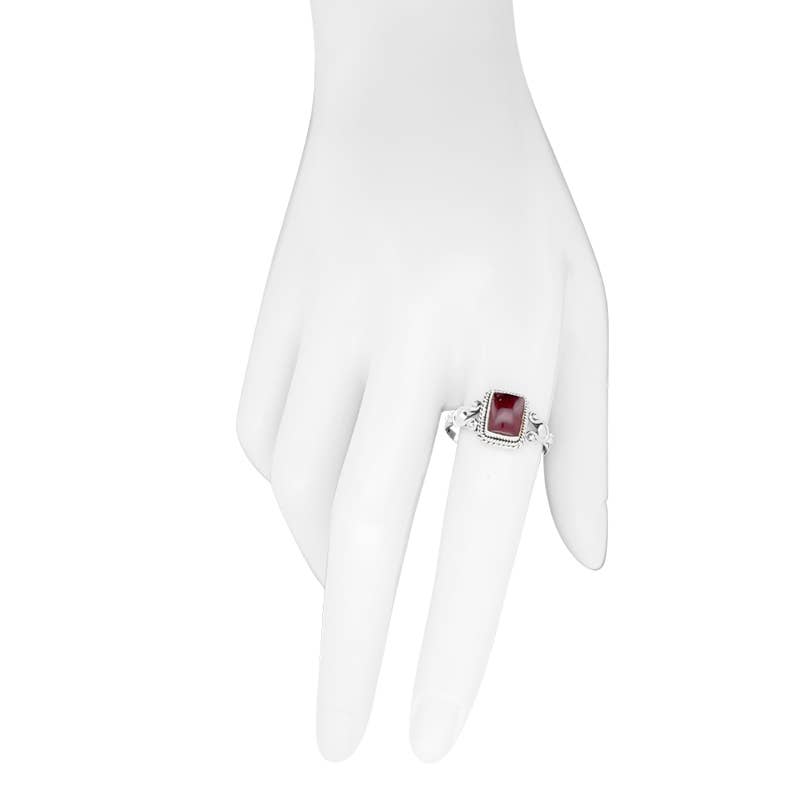 Garnet Sterling Silver Ring: 9