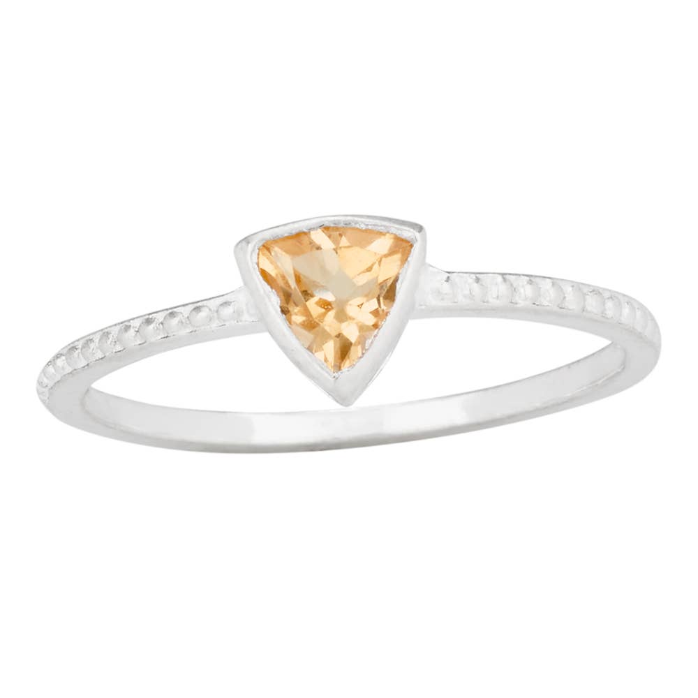 Triangle Citrine Sterling Silver Stacking Ring: 8