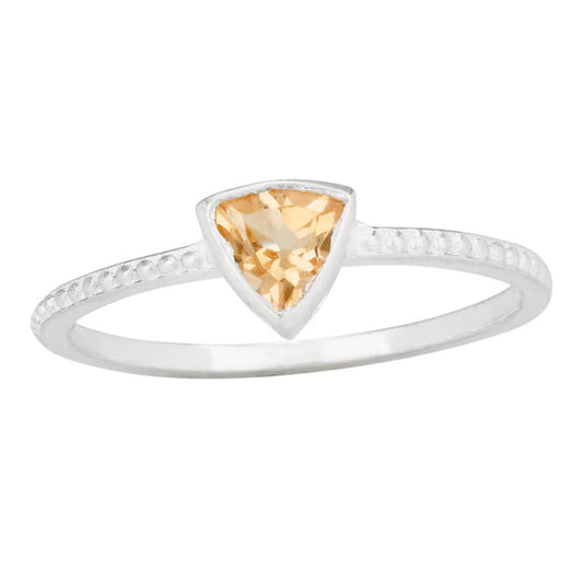 Triangle Citrine Sterling Silver Stacking Ring: 9