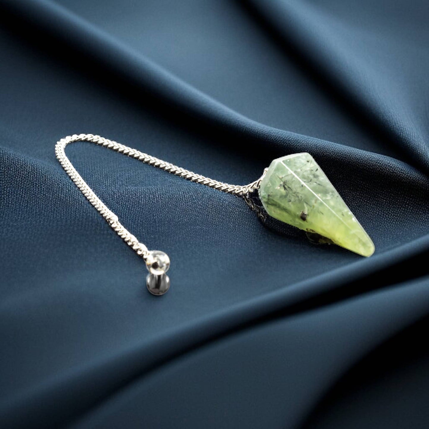 Prehnite Gemstone Pendulum Silver Color Chain