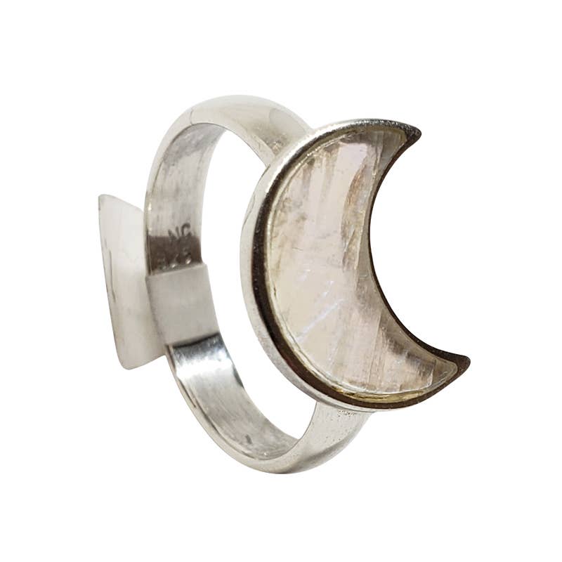 Moonstone Moon Sterling Silver Ring: 8