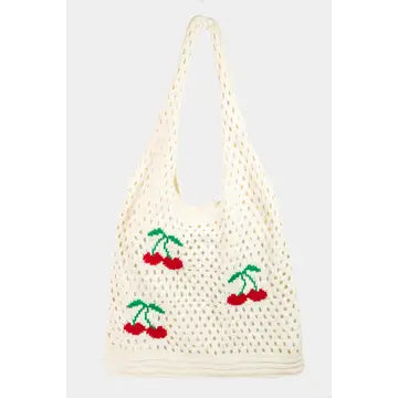 Cherry Print Net Shoulder Bag