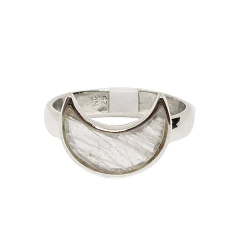 Moonstone Moon Sterling Silver Ring: 8
