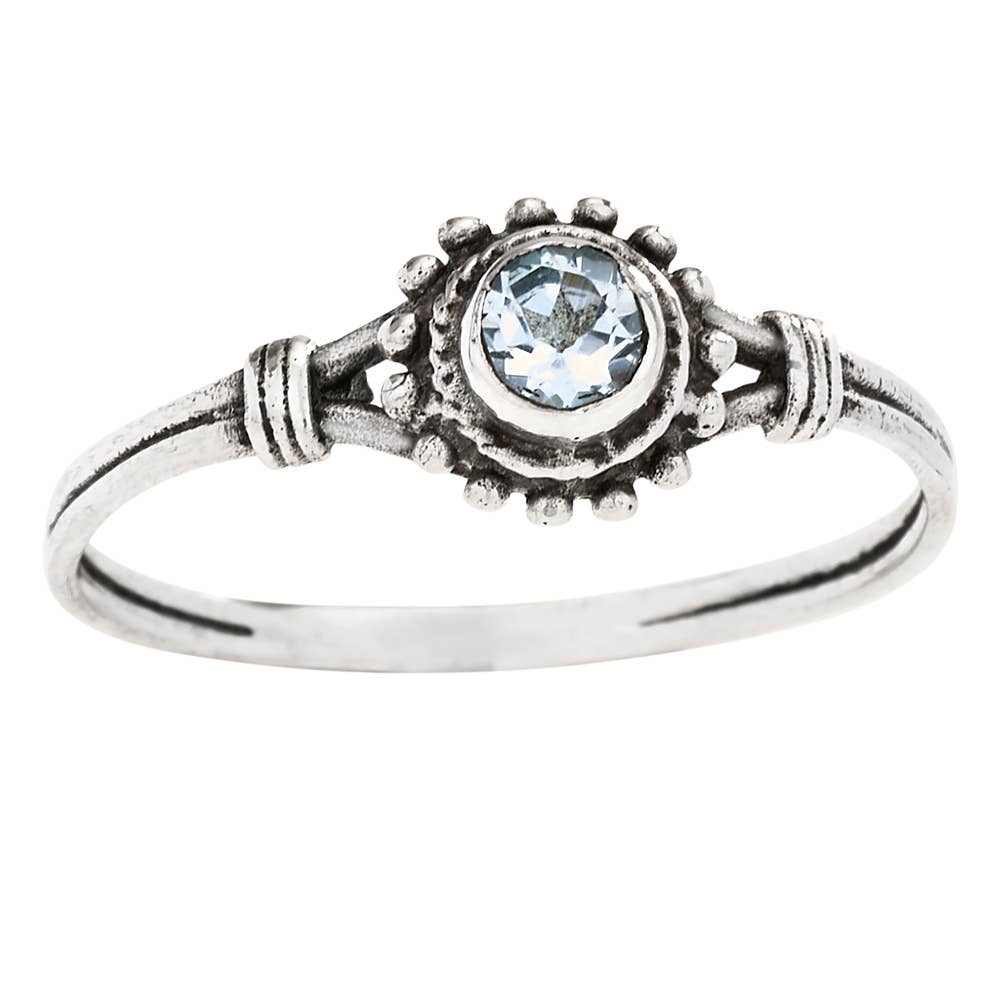 Sterling Silver Blue Topaz Ring: 9