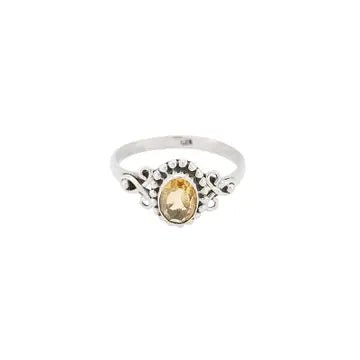 Faceted Citrine Silver Ring