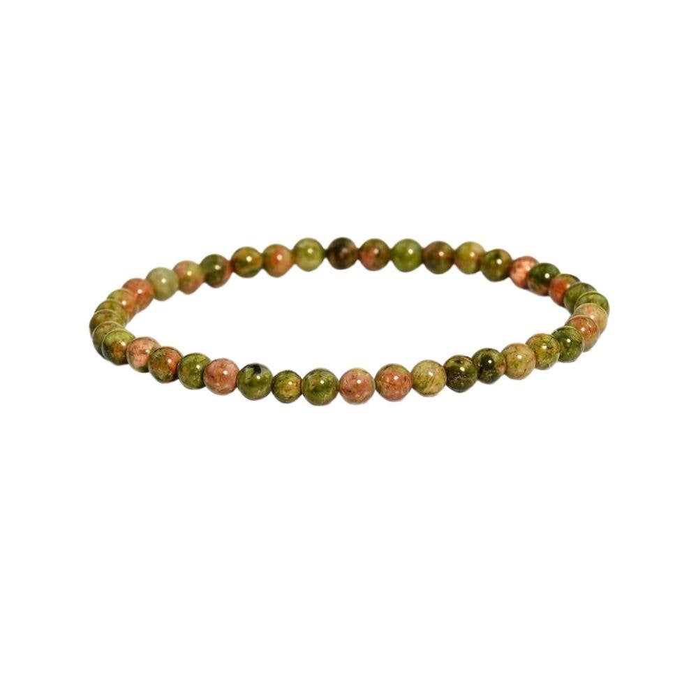 Unakite Jasper -Crystal Bracelet - 4mm