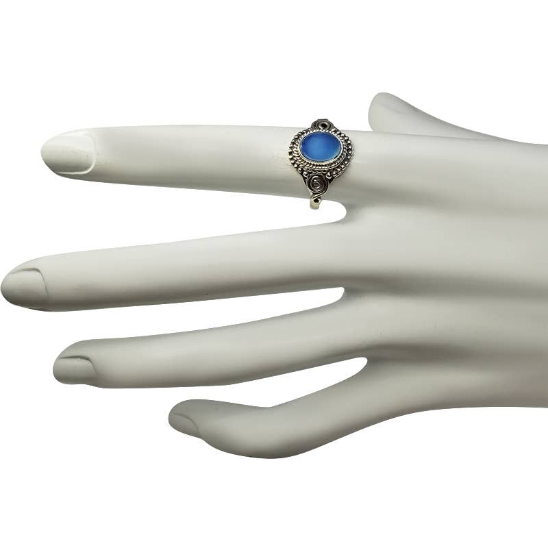 Blue Chalcedony Sterling Silver Ring: 7