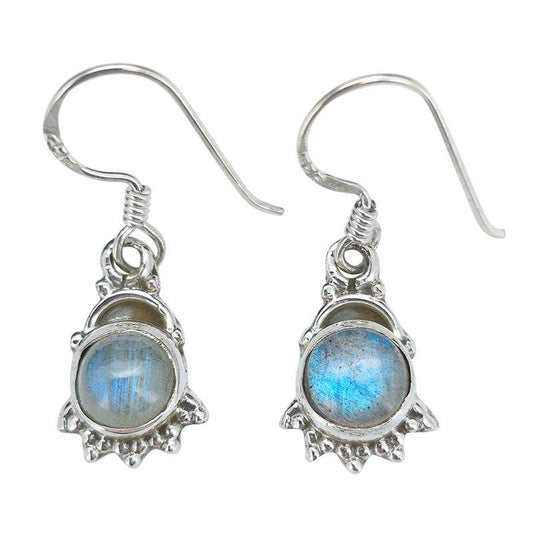 Round Labradorite Dangle Earrings
