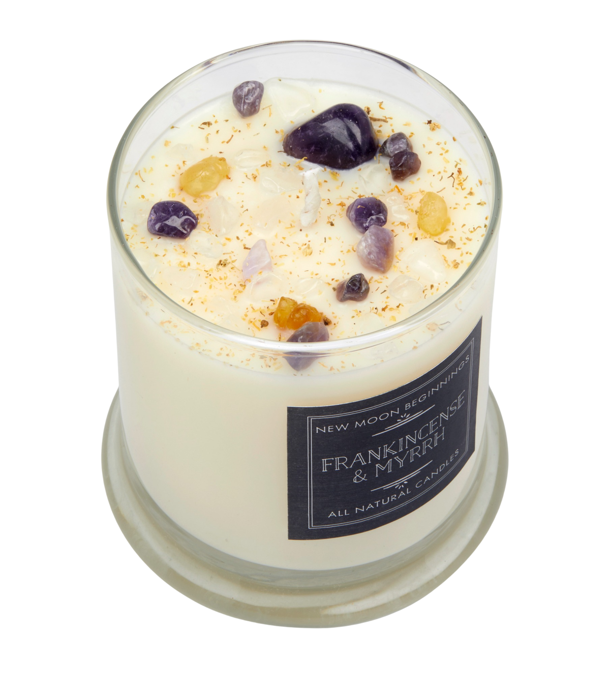 Frankincense & Myrrh Candles - Crystal Candles Winter Candle: 8oz Round Tin
