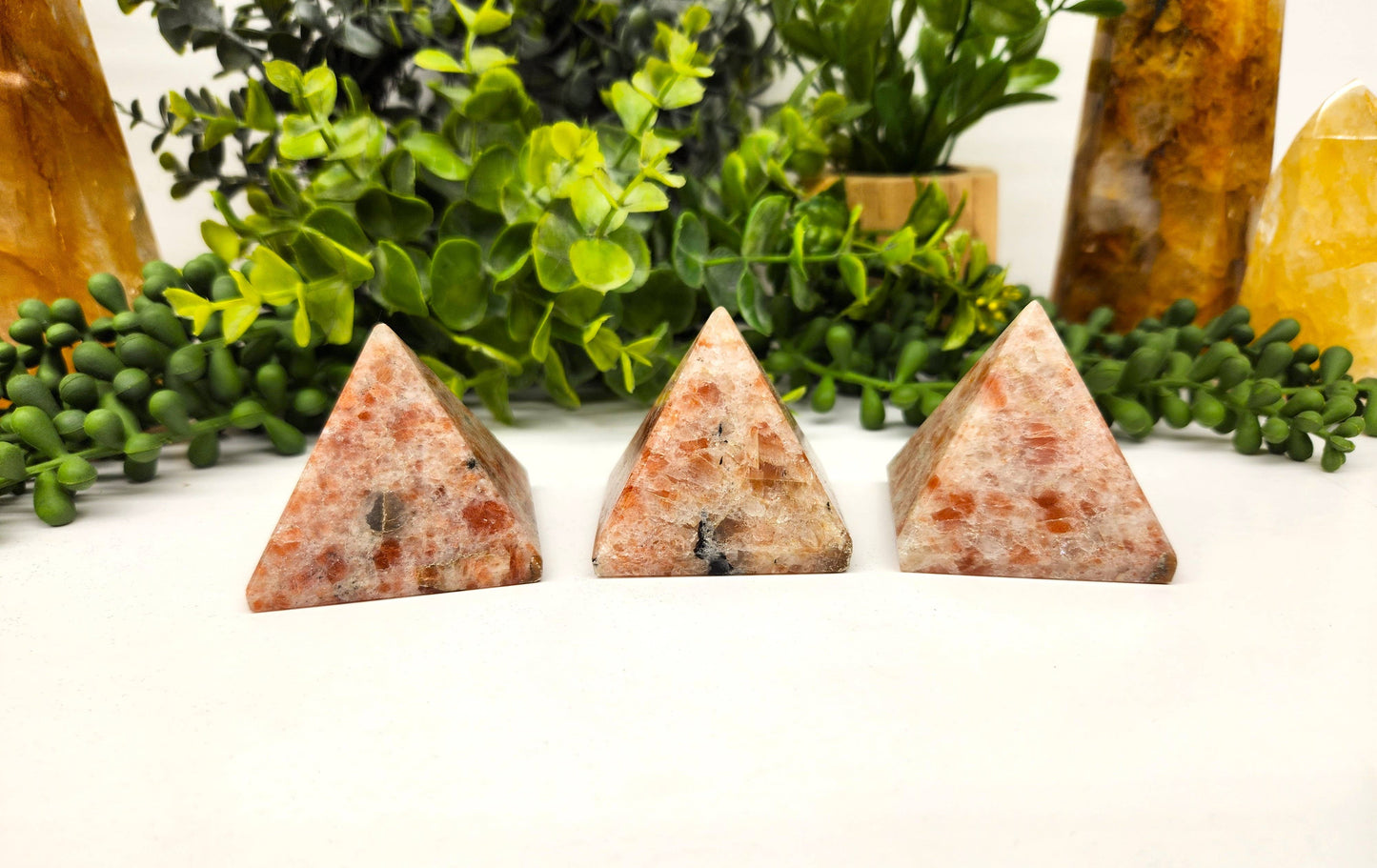 Sunstone Polished Semi-Precious Gemstone Pyramid 5cm