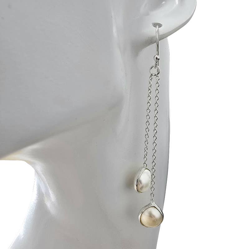 Pearl Sterling Silver Dangle Earrings