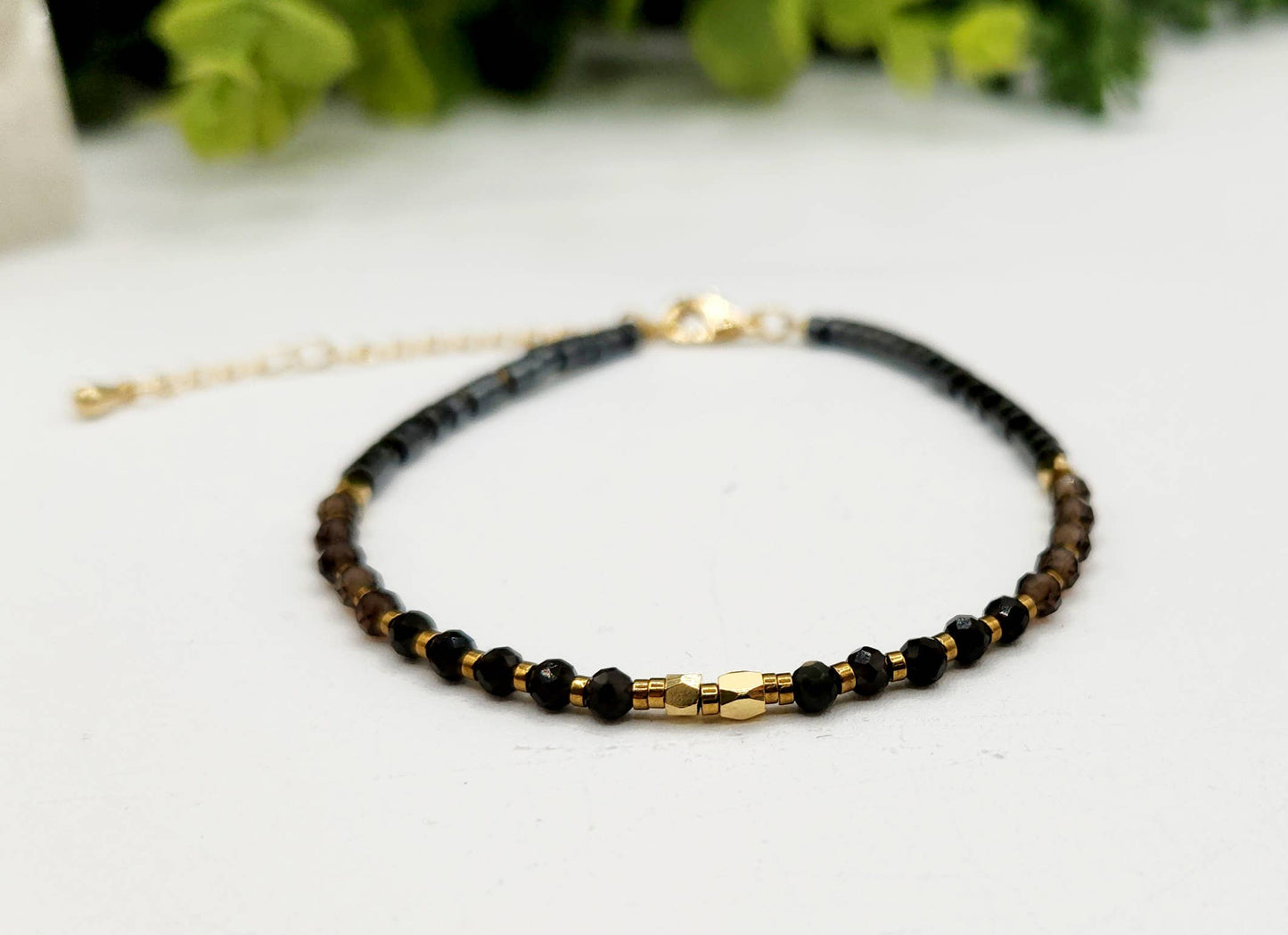 Obsidian/Smoky Quartz/Hematite Bracelet