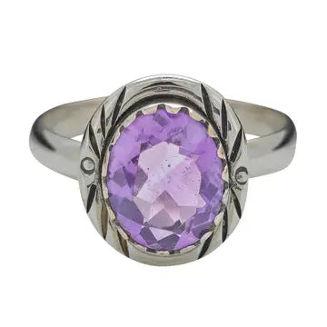 Faceted Amethyst Silver Ring