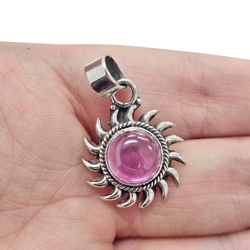 Amethyst Sterling Silver Sun Pendant