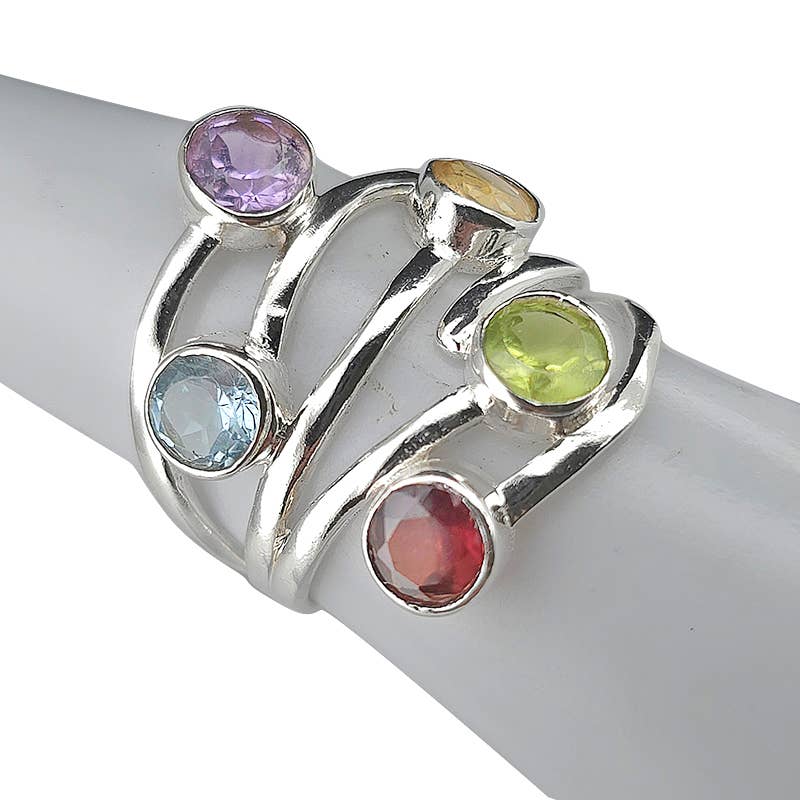 Faceted Multi Gemstone Ring: 9