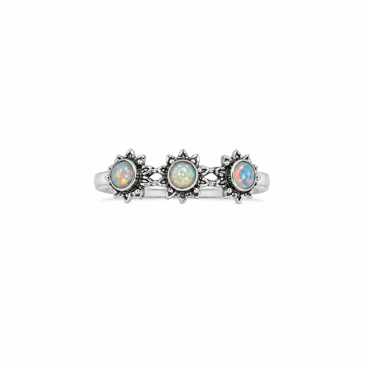 Blooming Love Triple Opal Sterling Silver Ring: 9