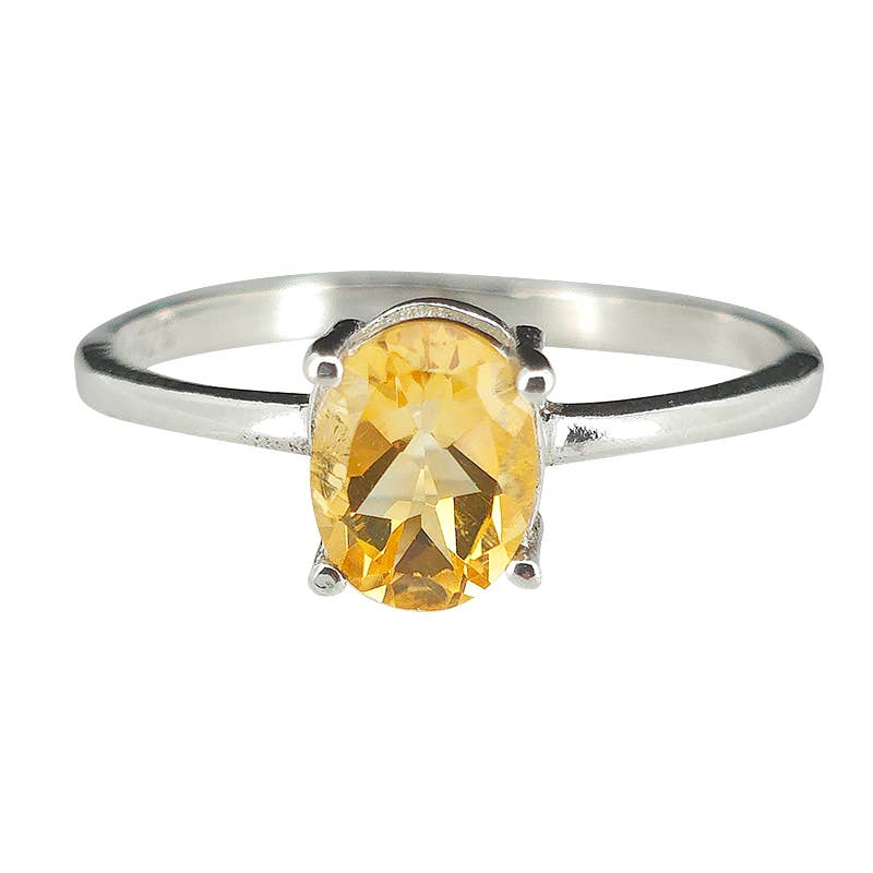 Faceted Citrine Sterling Silver Ring: 7