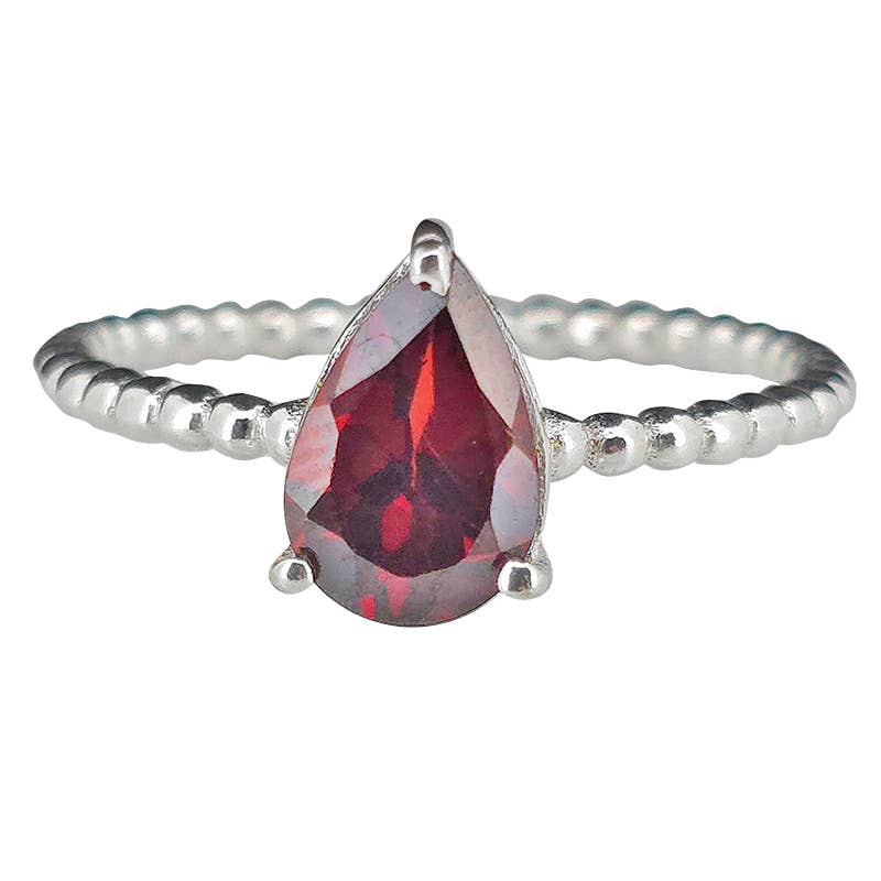Faceted Garnet Sterling Silver Ring: 8