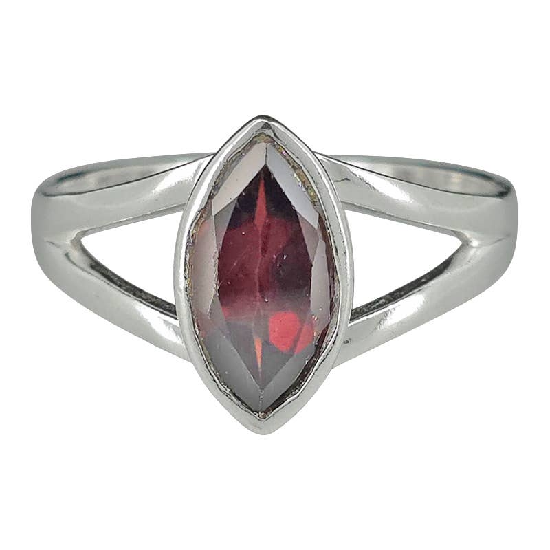 Faceted Garnet Sterling Silver Ring: 9