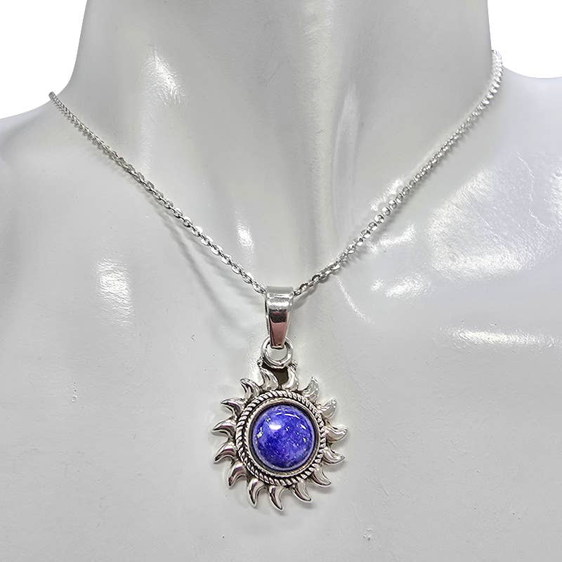 Lapis Sterling Silver Sun Pendant