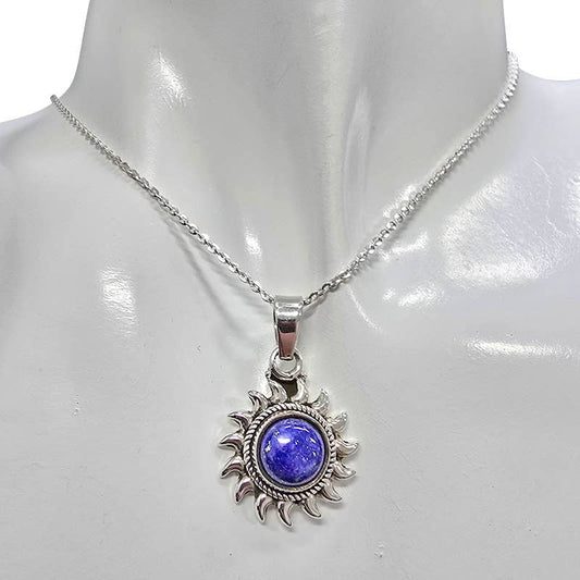 Lapis Sterling Silver Sun Pendant