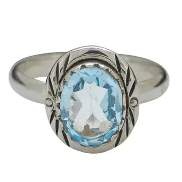 Faceted Blue Topaz Silver Ring