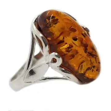 Amber Sterling Ring
