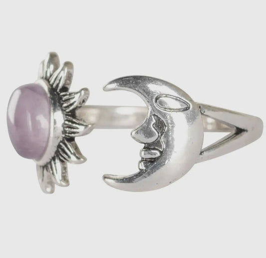 Sun & Moon Amethyst Adjustable Gemstone Ring