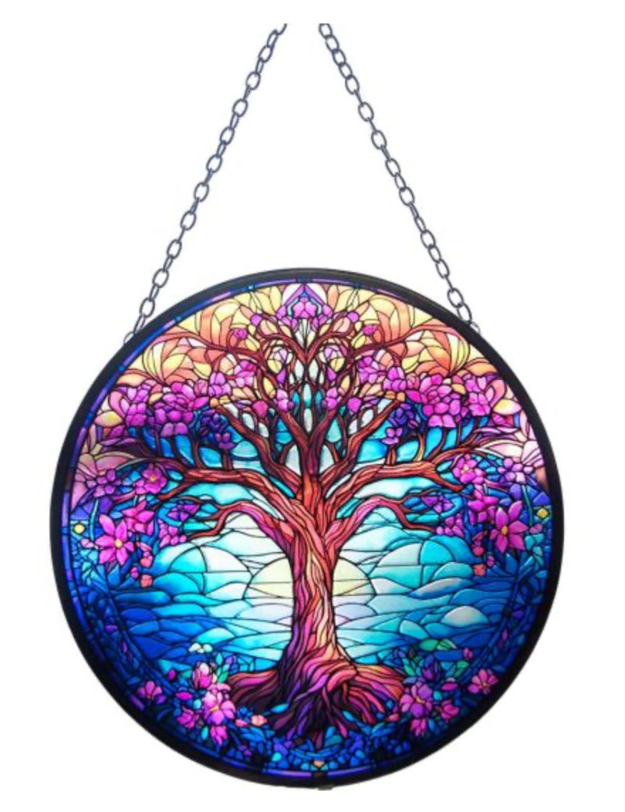 Glass Suncatcher 6in - Colorful Tree of Life