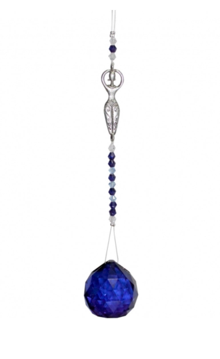 Crystal Cut Glass Bead Goddess Cobalt Blue