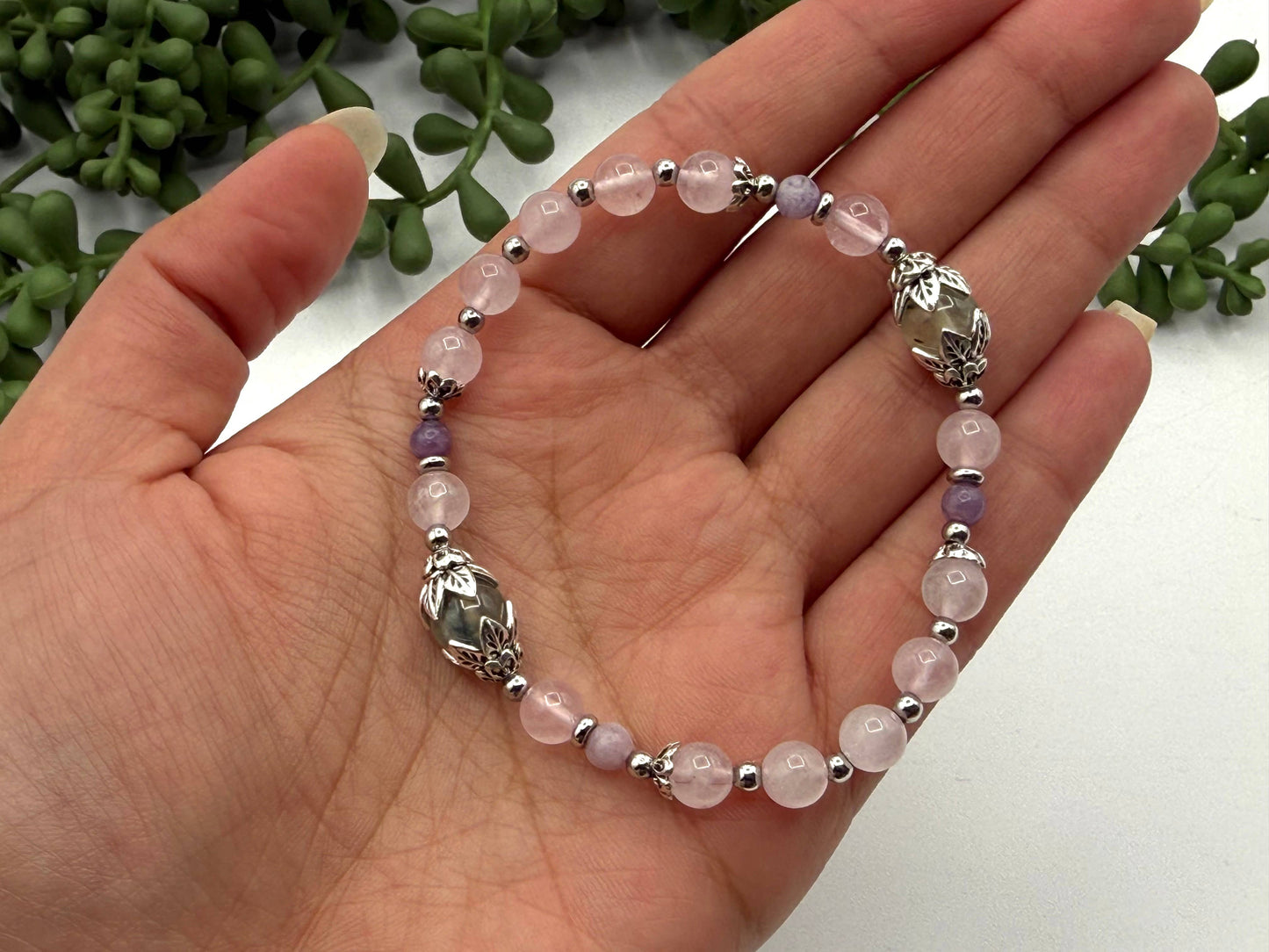LOVE MYSELF - Prehnite, Rose Quartz, Lepidolite Bracelet