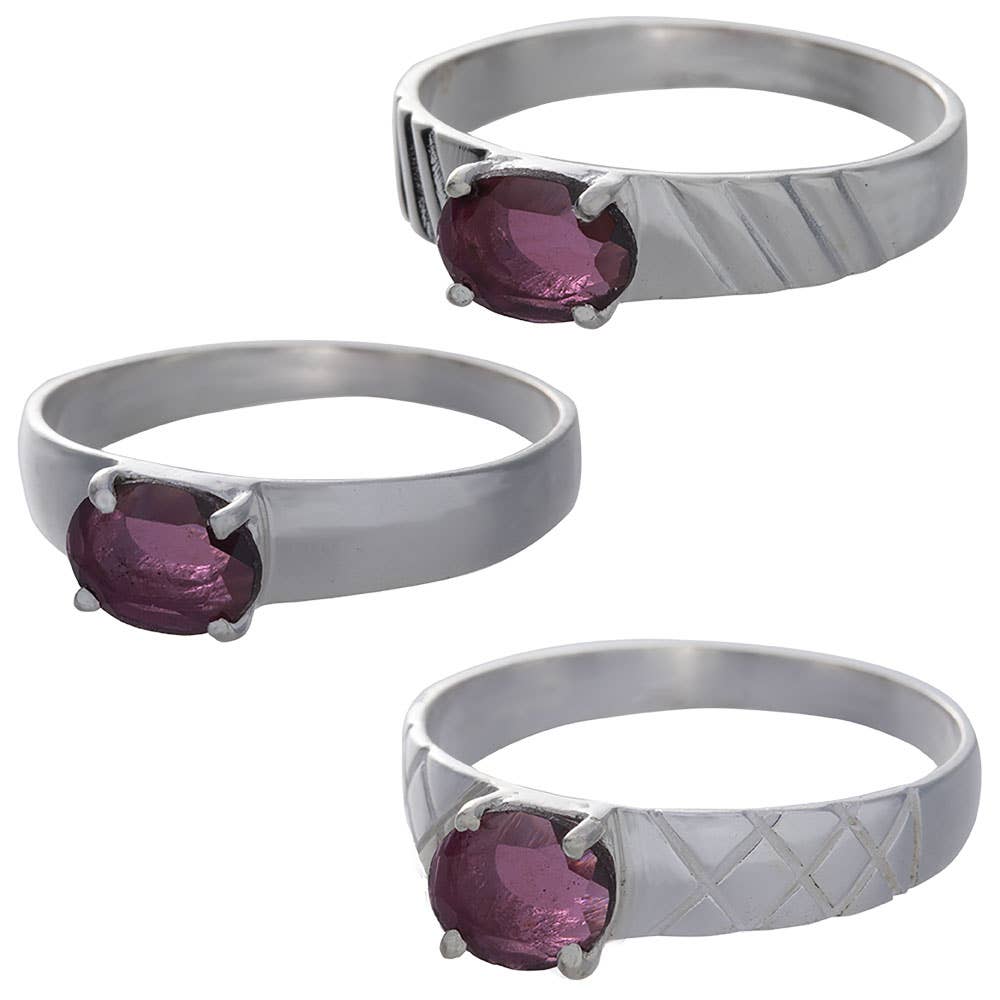 Garnet Cab Assorted Band Ring: 10