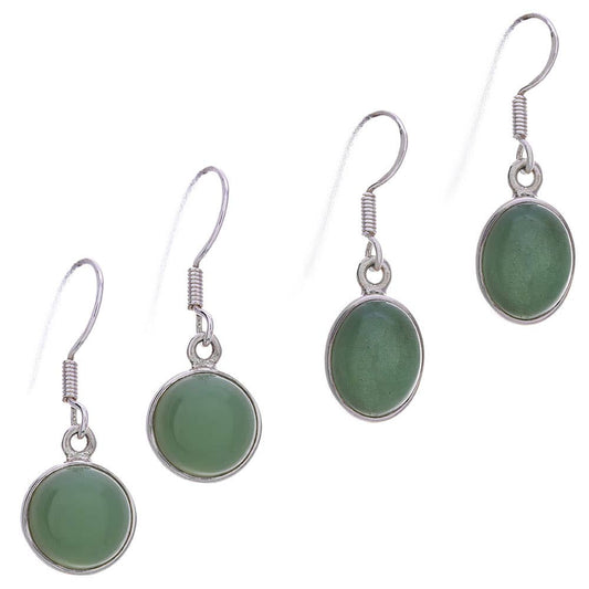 Assorted Green Chrysoprase Round & Oval Earrings