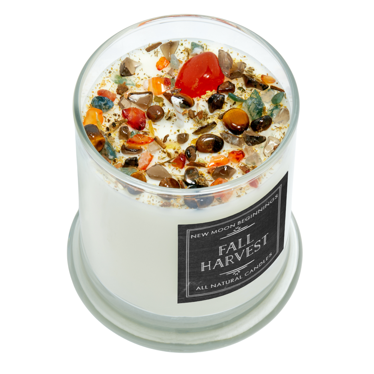 Fall Harvest Candles Herb & Crystal Candles - Autumn Candle: 8oz Round Tin