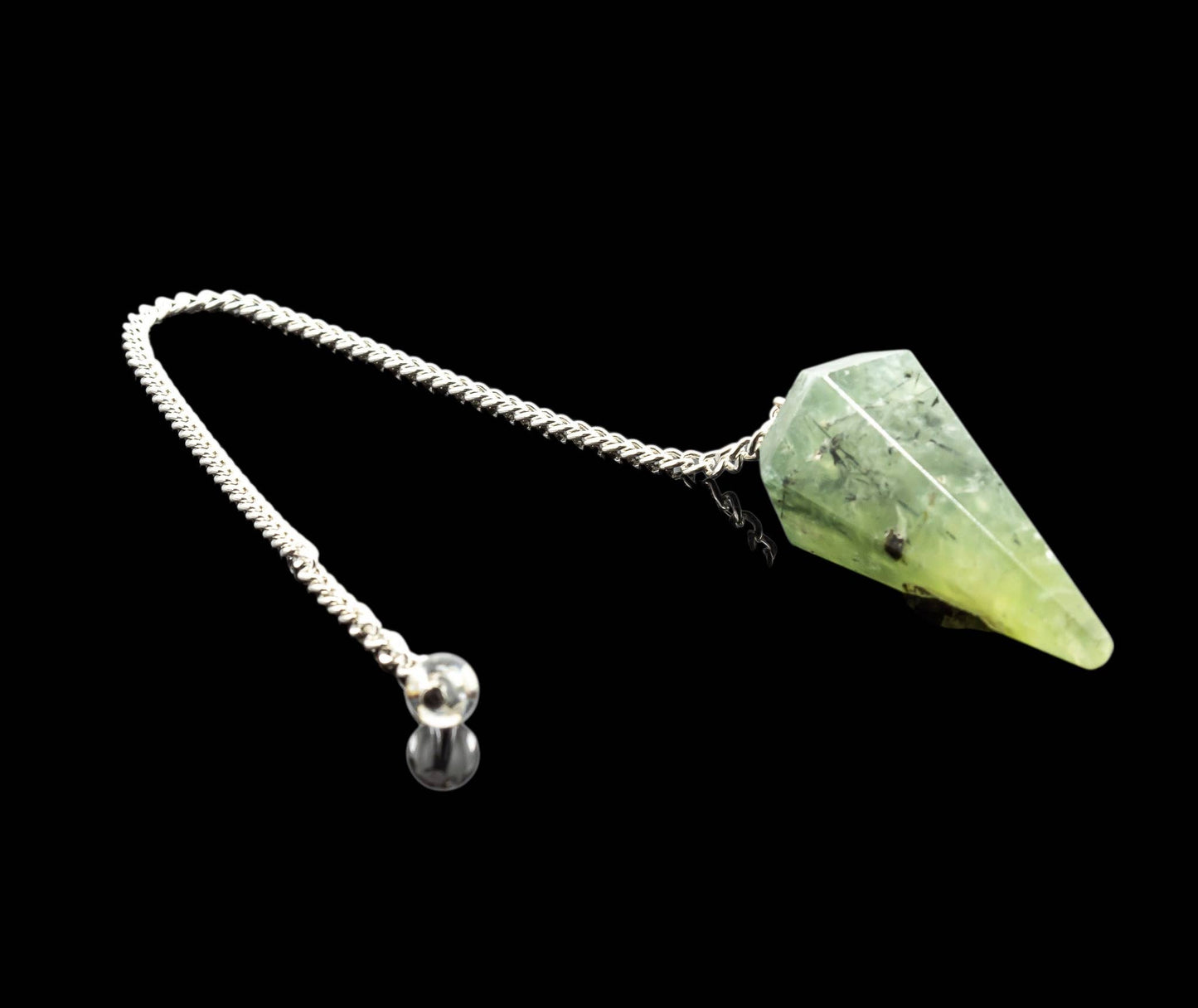 Prehnite Gemstone Pendulum Silver Color Chain