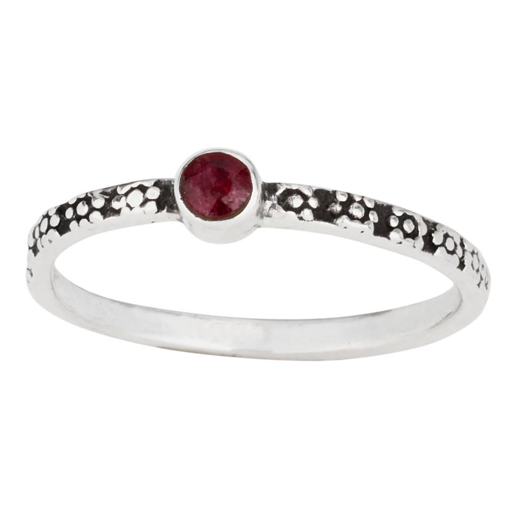 Ruby and Flowers Sterling Silver Ring: 6