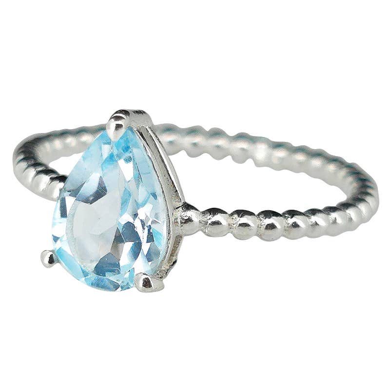 Faceted Blue Topaz Ring: 9