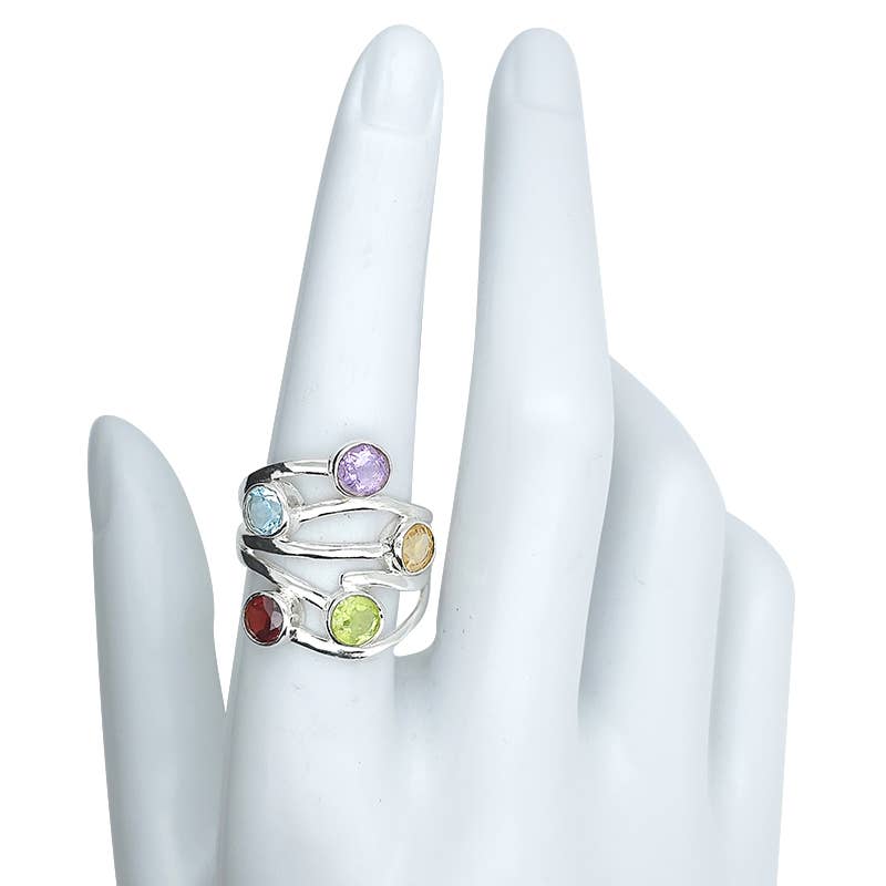 Faceted Multi Gemstone Ring: 9