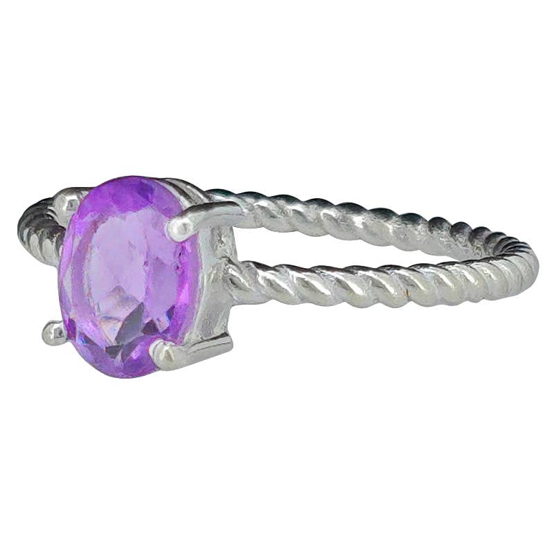 Faceted Oval Amethyst Ring: 8