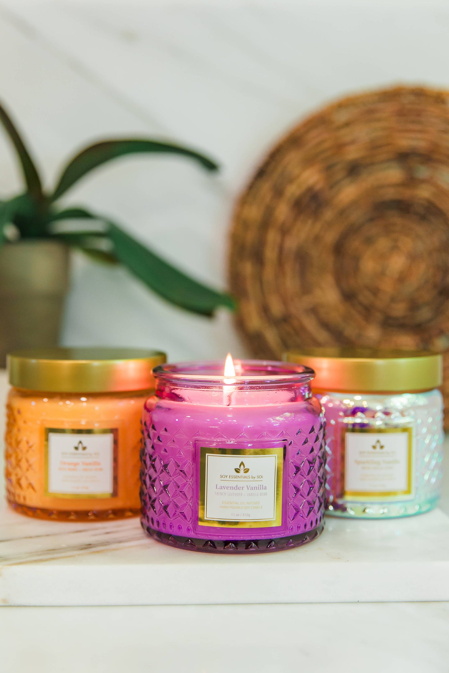 Vanilla Orange 11oz Faceted Glass Jar Soy Candle