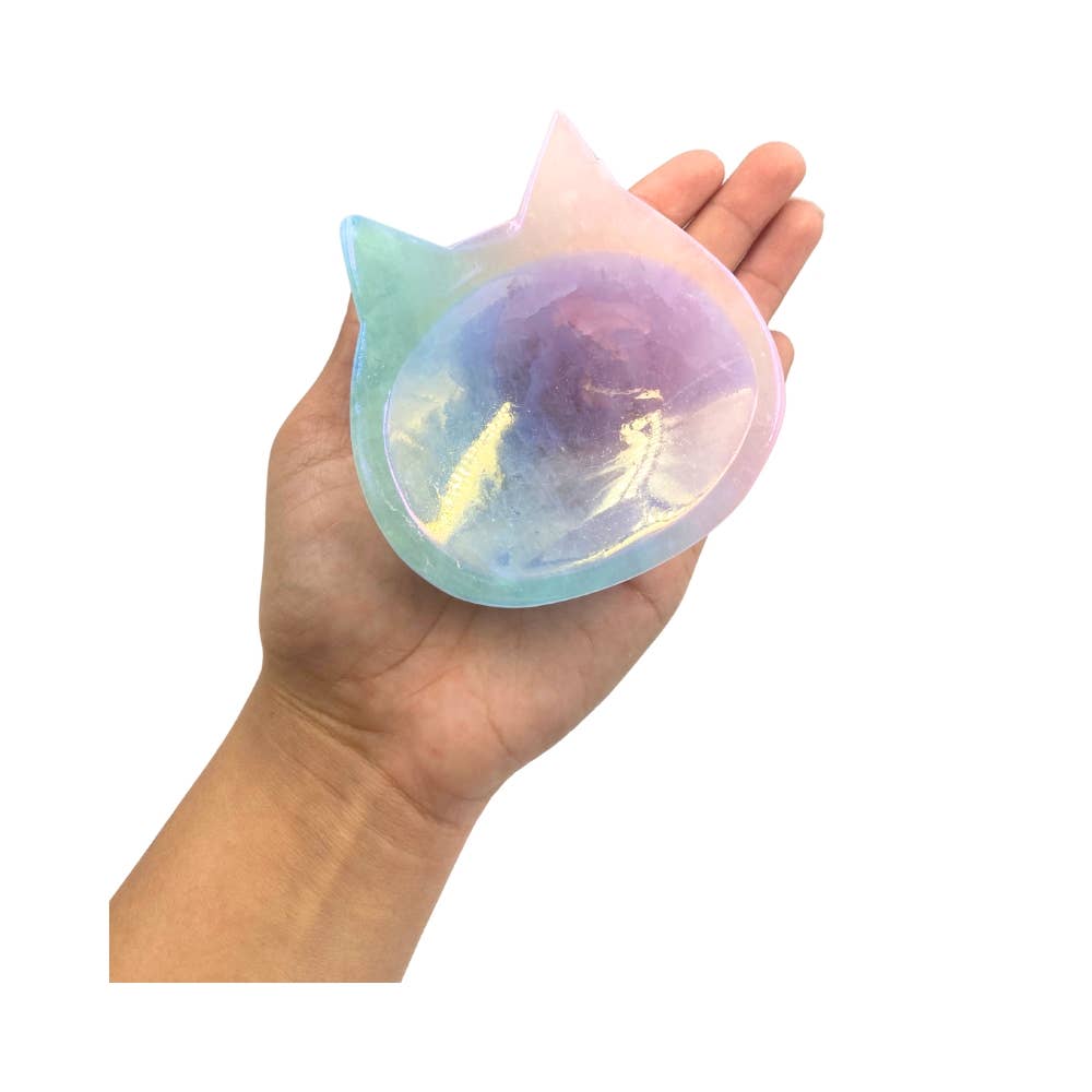Aura Rainbow Quartz Trinket Dish, Cat