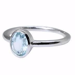 Faceted Blue Topaz Stone Sterling Silver Ring: 8