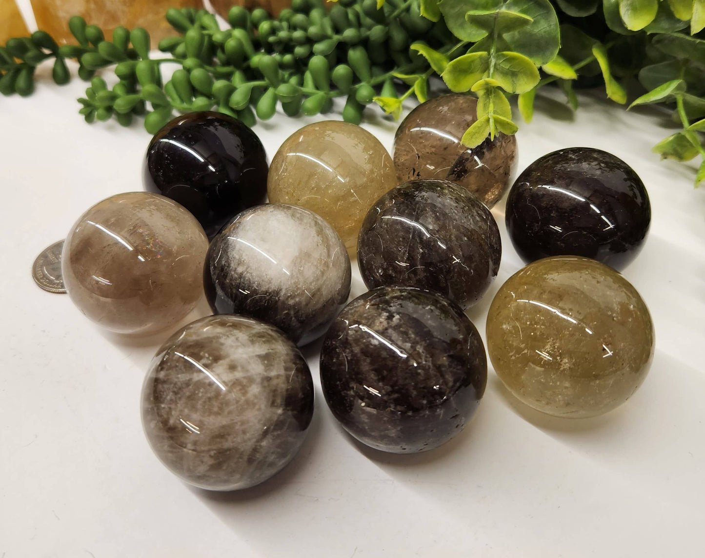 Smoky Quartz Gemstone Spheres - 40mm