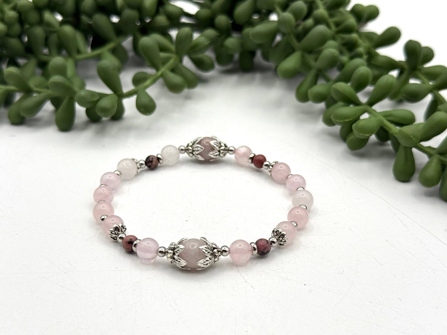 I AM ENOUGH - Kunzite, Rose Quartz, and Rhodonite Bracelet