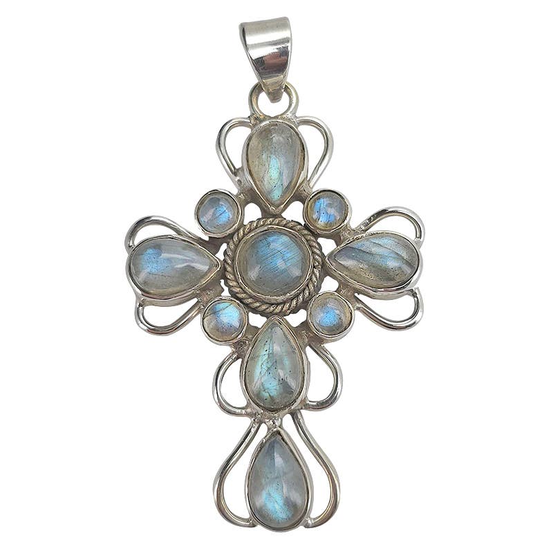 Labradorite Sterling Silver Cross Pendant