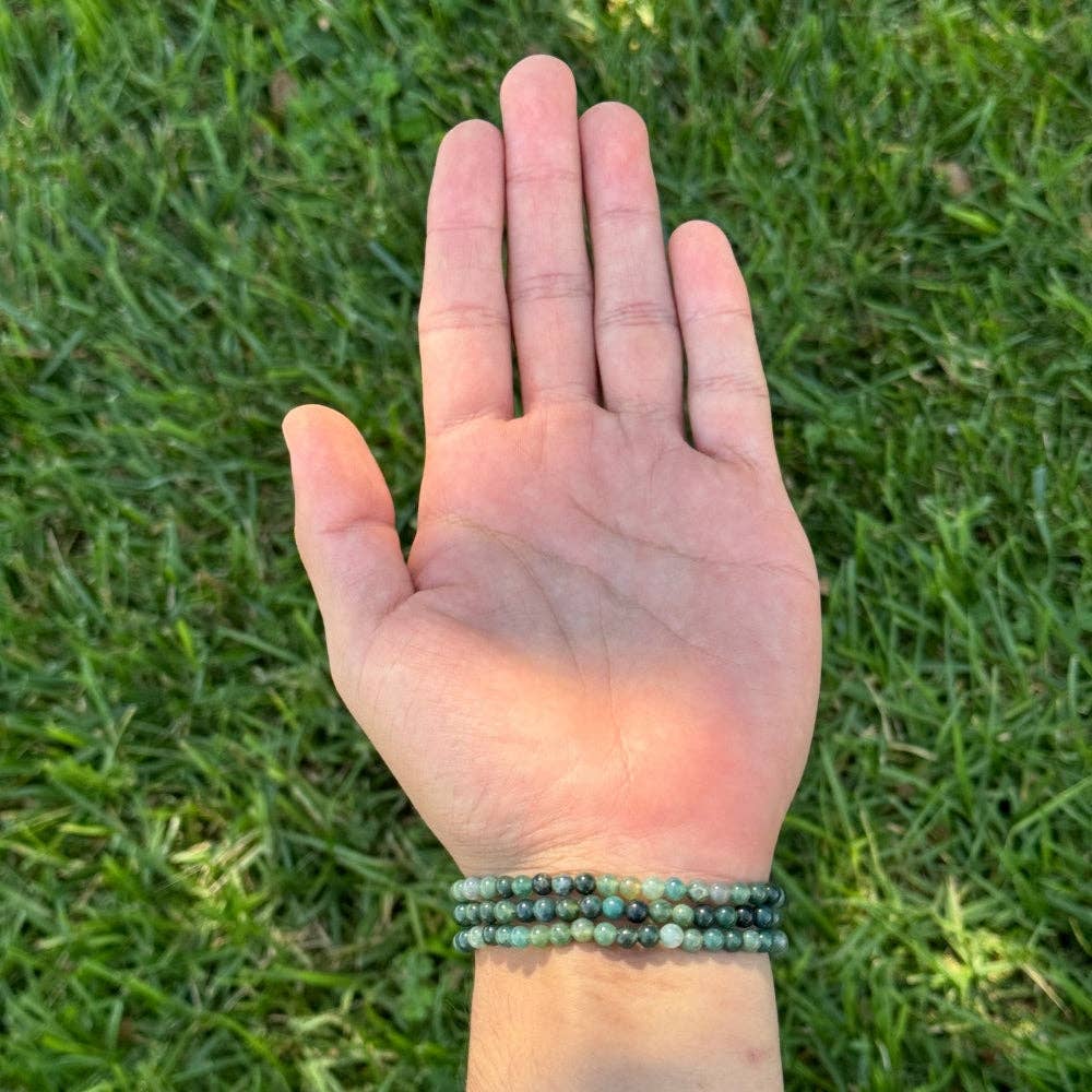Moss Agate -Crystal Bracelet - 4mm