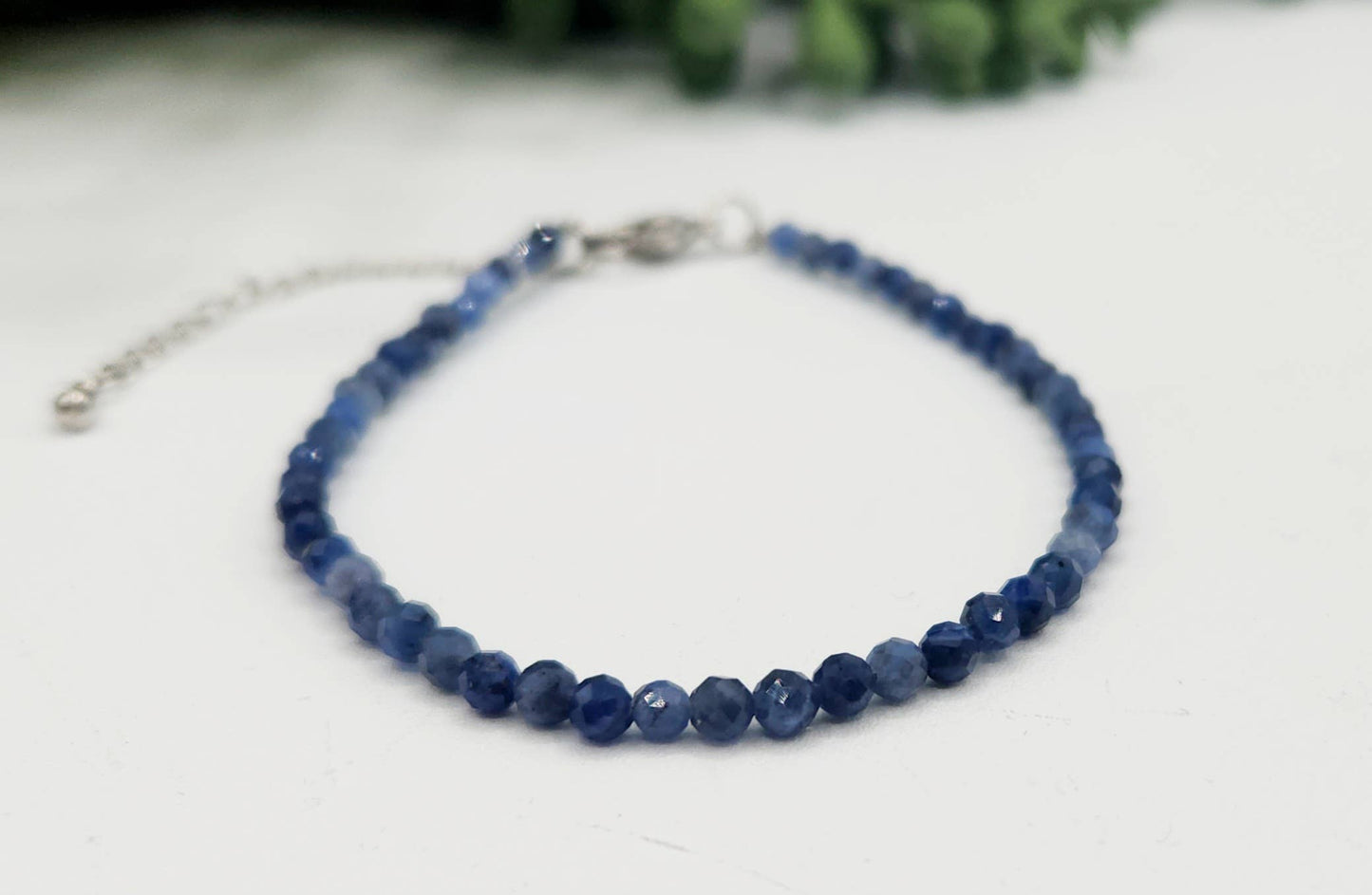Sodalite Bracelet Faceted 3MM w/Silver Color Clasp