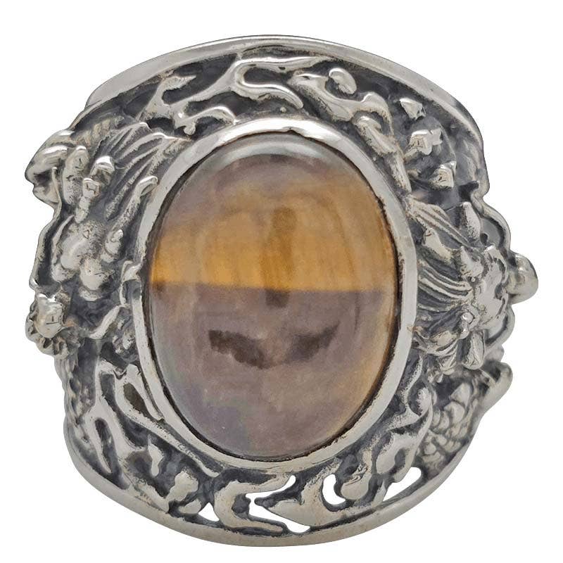 Dragon Tiger Eye Sterling Silver Ring