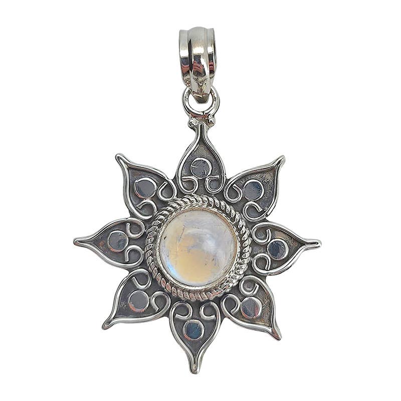 Moonstone Sterling Silver Flower Pendant